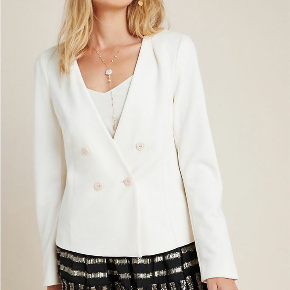 Anthropologie Tavia Blazer Cream Double-Breasted